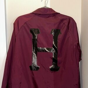 HUF Worldwide Men's Burgundy Jacket with logo